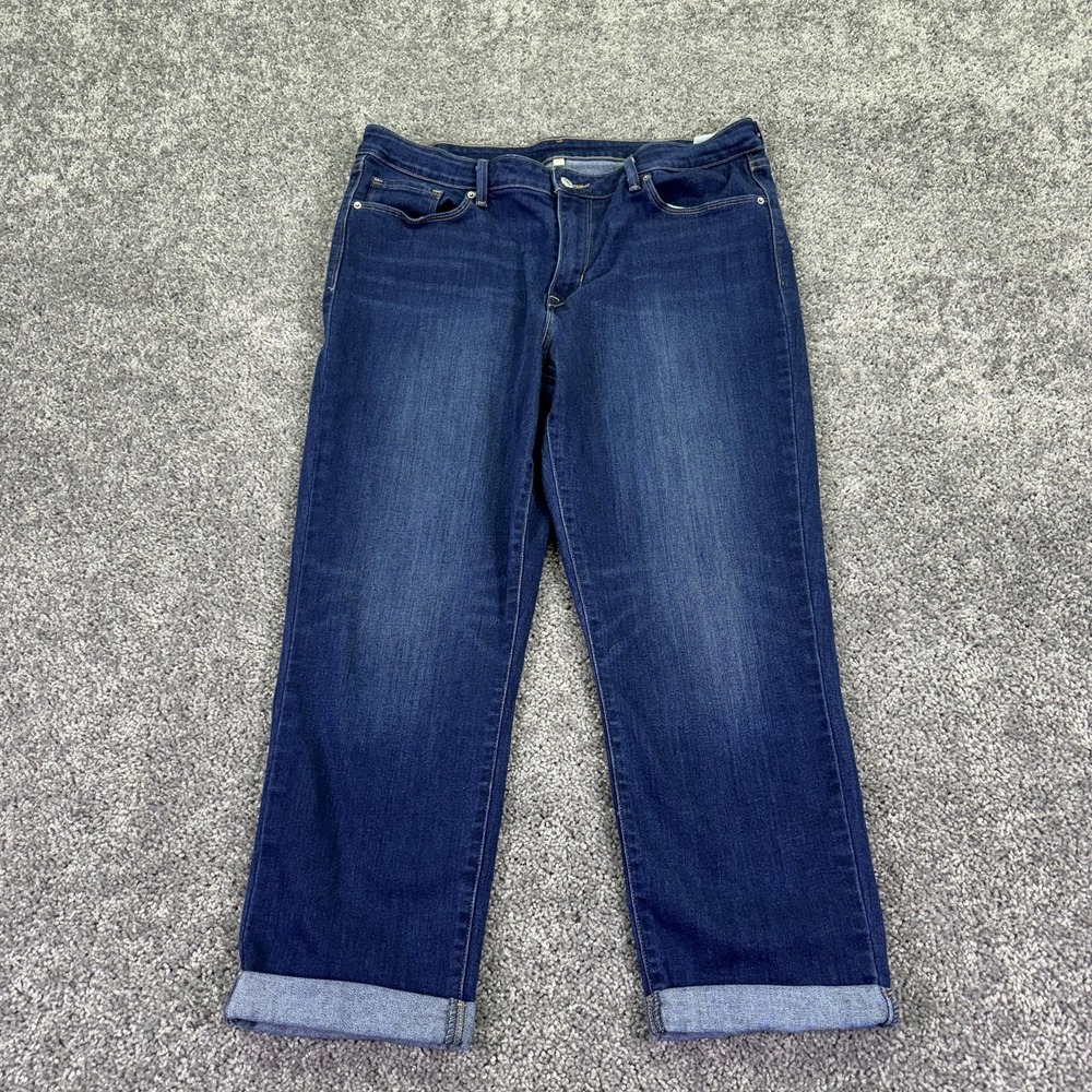 Levis Jeans Womens 33 Blue Cropped Denim Medium Wash Stretch Logo Casual City